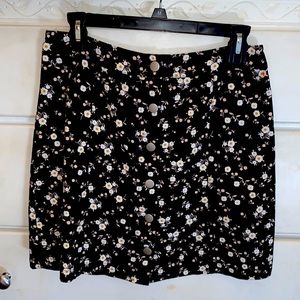 Floral denim mini skirt